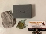 Lalique Paris crystal fish sculpture art piece w/ pouch and box, RARE color, see pics