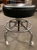 Vintage J.B. Call & Co. rolling adjustable stool, approx 16 x 18 in.