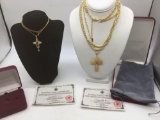 Camrose Kross Jacqueline Kennedy collection 2 cross pendant necklaces w/ ruby and Diamond accents