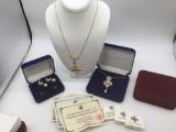 Camrose and Kross JBK collection, Rare Crown necklace , Egyptian style necklace , 3 x earrings