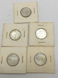 5x 1964 Tokyo silver Olympic coins all uncirculated see pics