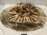 Animal fur rabbit/fox ?rug/ throw blanket, wall tapestry approx 40 in.