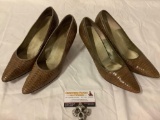 2 pairs of vintage Palizzio ladies snakeskin high heel shoes, approx 11 x 3 in.