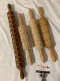 4 pc. lot of wood baking mold rollers, approx 21 x 2 in.