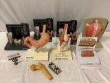 7 pc. lot of anatomical instructional models w/ info cards; Serevent, Abbott, AstraZeneca and more.