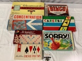 7 pc. lot of vintage board games; Parker Brothers - Monopoly, Milton Bradley - Bingo, Scrabble,