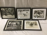 5 original circa 40S ,50,S framed photographs kids/ people playing marbles / or tournaments see pics