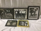 5 original circa 40S ,50,S framed photographs kids/ people playing marbles / or tournaments see pics