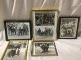 5 original circa 40S ,50,S framed photographs kids/ people playing marbles / or tournaments see pics