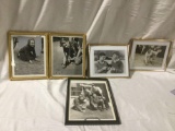 5 original circa 40S ,50,S framed photographs kids/ people playing marbles / or tournaments see pics