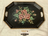 Vintage NASHCO - New York metal tray w/ hand painted floral design