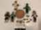 Lot of small wooden painted Native American Kachina Dolls plus tiny ceramic animals/ bowls