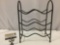 Metal wire wine bottle rack, approx 11 x 7 x 14 in.