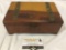 Antique wood cigarbox, approximately 9 x 6 x 3.5 in.