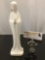 Antique porcelain Virgin Mary stature art piece, approx 3 x 3 x 9 in.