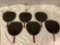 6 pc. Lot of antique Japanese black lacquered hand fans, approx 12 x 18 in.