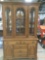 Lighted oak Broyhill living room china hutch W/ glass shelving / Needs new bulbs