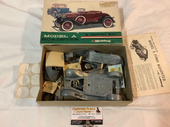Antique HUBLEY Model A Roadster metal / plastic piece model kit w/ box and instructions.