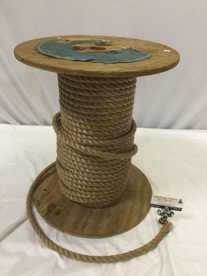 Vintage WELLINGTON - Puritan Mills rope on wooden spool, approx 16 x 18 in.