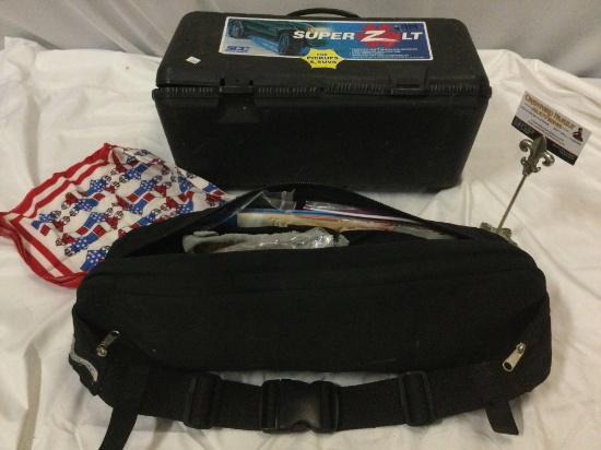 Lot of roadside prep kits; STAHL SAC Canvas shoulder bag full of survival gear, super ZLT tire