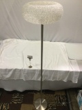 Modern standing lamp, tested/working, approx 14 x 59 in.