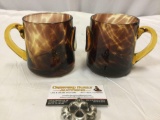 2 pc. Lot of glass coffee mugs, approx 6 x 4 in.