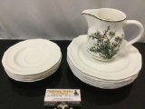 12 pc. lot of 11 MIKASA Ultimate+ super strong fine china, VILLEROY & BOCH - Botanical pitcher