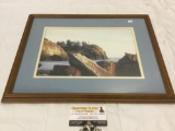 Framed lighthouse color photograph signed by artist, Fort Candy State Park, Oregon