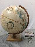 Vintage REPLOGLE 12 inch diameter globe, world classic series with wood base