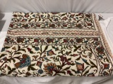 Vintage handmade bedspread w/ stitched floral design, approx 100 x 86 in.