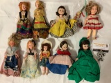 9 pc. lot vintage/antique dolls; Shirley Temple, Madame Alexander and more. see pics