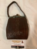 Vintage leather purse, approx 6 x 8 in. Shows wear, see pics.