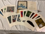 Impressions 19 pc. art print set from United States science exhibit Seattle worlds fair in 1962