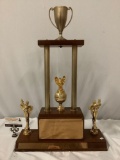 Vintage trophy, 1961 Timber Carnival, Albany, Oregon, approx 16 x 6 x 25 in.