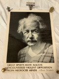 Vintage Albert Einstein art print, approx 19 x 25 in.