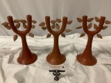 3 pc. set of vintage/antique South West terra cotta candlestick holders , approx 9 x 13 in.