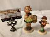 2 pc. lot GOEBEL M.I. HUMMEL figurines: Sister/ Girl with Basket MK 5 & Little Fiddler MK 6, Germany