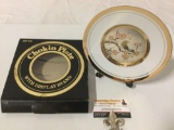 Vintage CHOKIN PLATE w/ 24K Gold edge, w/ stand & box