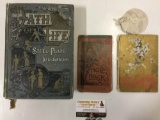 3 pc. Lot of antique books; Path of Life 1889 with steel plate illustrations, Forget-Me-Nots poetry