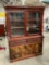 Antique circa late 1800s cherry wood/ mahogany hutch w, adjustable shelves, original hardware