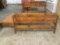 Vintage solid wood oak queen size bed w/ head board / foot board and roll away child sleeper