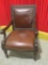 Solid wood and leather w/ brass studs library , parlor, or office chair your choice