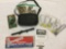 Lot of guns & ammo accessories; Coronado Leather bag w/ holster, Simmons riflescope +
