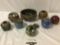 9 pc. lot of vintage/antique ceramic stoneware pottery art vases, candleholders, some signed