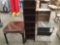 Side table , collapsable cd rack and glsss top and wrought iron end table with magazine rack