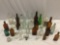 Lg. lot of antique glass bottles; blue, green, clear, brown, some branded, Sea Breeze, Rumford