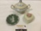 3 pc. lot of vintage decor; Copeland Spode Gossamer, Estate Manor heart shaped dish