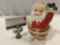 Antique porcelain Santa Claus Programs coin bank made in Japan, nice condition w/ stopper