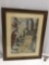 Framed vintage Asian art print, approx 17.5 x 22 in. See pics.