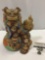Antique stoneware Chinese guardian lion statue, signed by artist, foo dog art piece